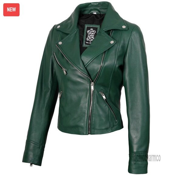 Jackets & Blazers - Asymmetrical Lambskin Leather Jacket Women's All Season Outerwear